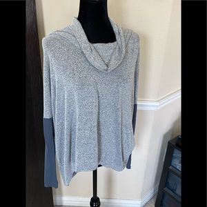 Loose fit layered look cowl neck shirt